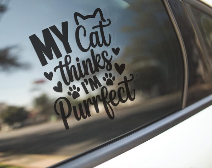 Purrfect Cat Vinyl Decal, Funny Cat Lover Gift
