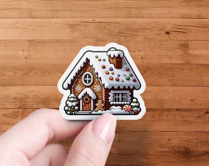 Christmas Gingerbread House Sticker, Holiday Decorations, Cute Winter Sticker, Holiday Planner Accessory, Festive Gift Idea