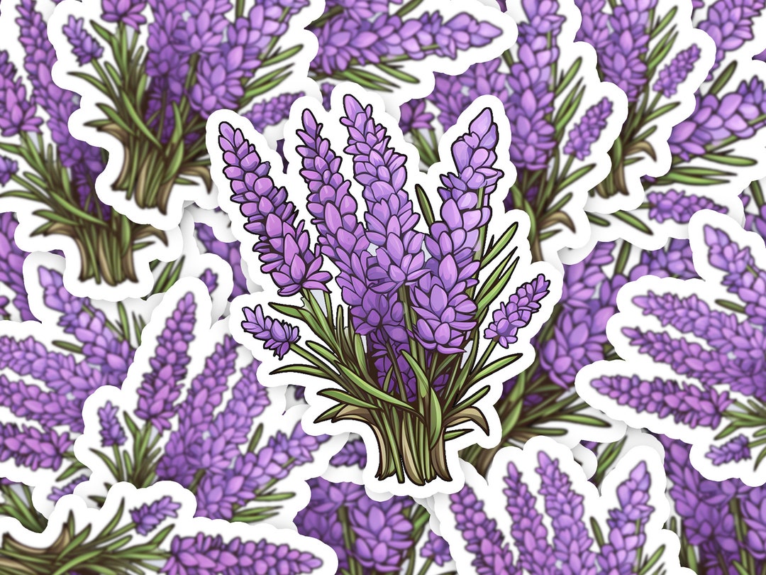 Lavender Flower Sticker: Waterproof Vinyl Decal for Laptop, Car, Home ...