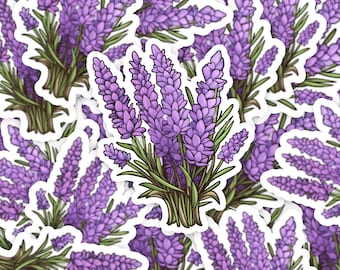 Lavender Flower Decal Sticker, Premium Quality Vinyl Waterproof Sticker, Ideal for Home Decor, Car Decals, Laptop Stickers, Aesthetic floral