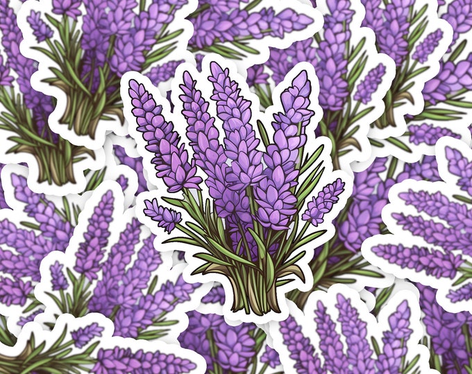 Lavender Flower Decal Sticker, Premium Quality Vinyl Waterproof Sticker, Ideal for Home Decor, Car Decals, Laptop Stickers, Aesthetic floral