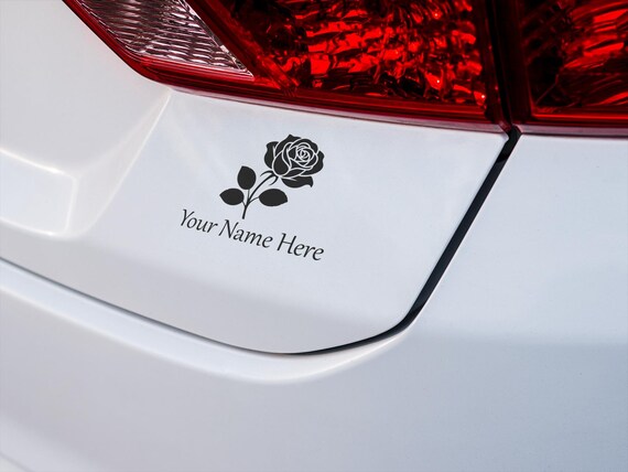 Personalized Rose Name Vinyl Decal Custom Name Sticker for Car Laptop Tumbler Window Decor Floral Waterproof Removable Wall Art Gift