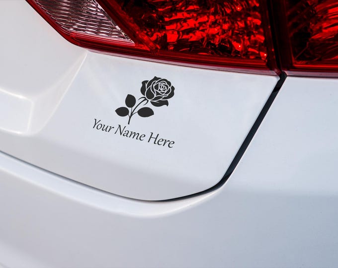 Personalized Rose Name Vinyl Decal Custom Name Sticker for Car Laptop Tumbler Window Decor Floral Waterproof Removable Wall Art Gift