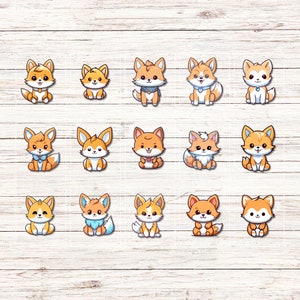 15-Pack Kawaii Fox Stickers | Cute Animal Decals for Scrapbooking, Journaling, and DIY Crafts | Adorable Fox Design for Notebooks, Planners