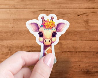 Cute Giraffe Sticker, Adorable Animal Art Decal, Laptop Decor, Water Bottle Sticker, Scrapbooking Accessory, Fun Gift Idea