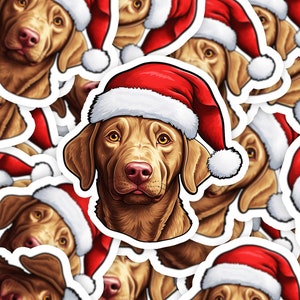 Sticker de Noël Chesapeake Bay Retriever - Sticker chien mignon en bonnet de Noel - Déco festive pour les amoureux des chiens, cadeau idéal pour les parents d'animaux de compagnie