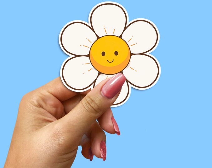 Charming 1" Smiling Daisy Sticker Pack - Perfect for Laptops, Planners, and Water Bottles, Cute Flower Decals