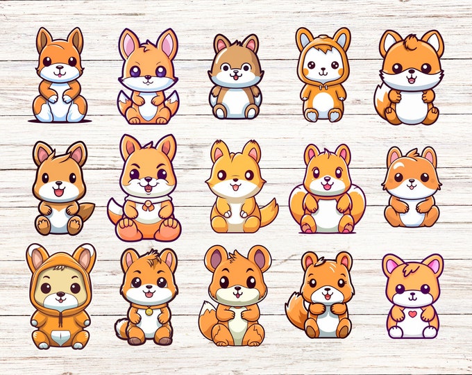 15-Pack Kawaii Squirrel Stickers, Cute Animal Decals for Crafts, Scrapbooking, Journaling, and DIY Projects, Adhesive Sticker Pack, Planners