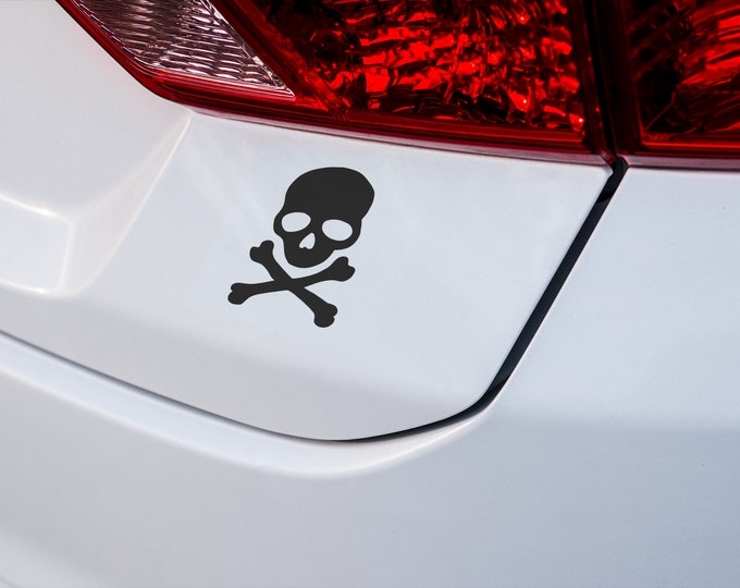 Skull and Bones Vinyl Car Decal - Gothic Car Decor, Pirate Sticker, Spooky Auto Accessory for Halloween, Durable & Weatherproof
