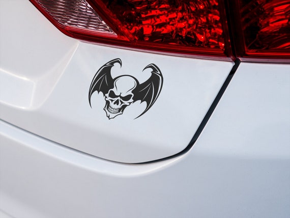 Skull with Bat Wings Vinyl Decal - Halloween Decor, Laptop Sticker, Car Window Decal