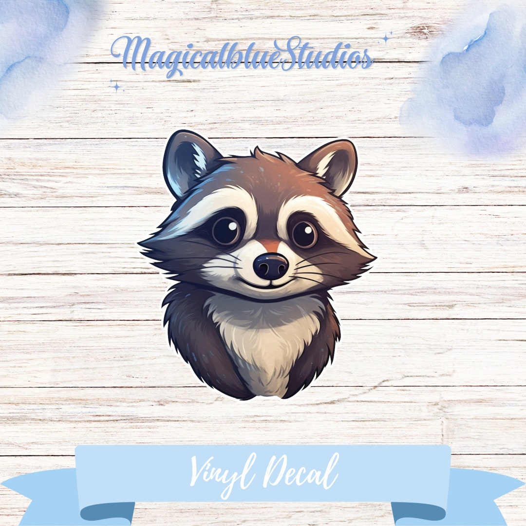 Cute Raccoon Sticker Decal for Laptops, Water Bottles Curious Raccoon ...