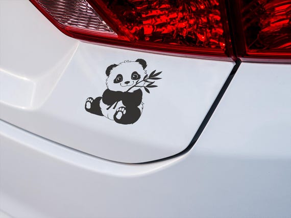 Panda Holding Bamboo Vinyl Decal - Laptop, Car, Water Bottle Sticker