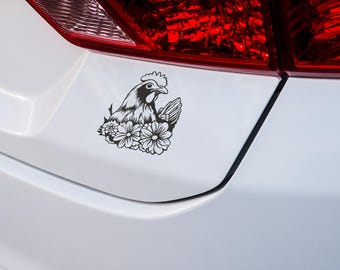 Chicken Vinyl Decal - Cute Farmhouse Wall Art, Chickens Stickers for Car, Laptop & Home Decor, Easter Gift, Rustic Decor