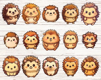 15-Pack Kawaii Hedgehog Stickers: Cute Animal Sticker Set for Scrapbooking, Journaling, Crafts, DIY Projects, Planners, and Card Making