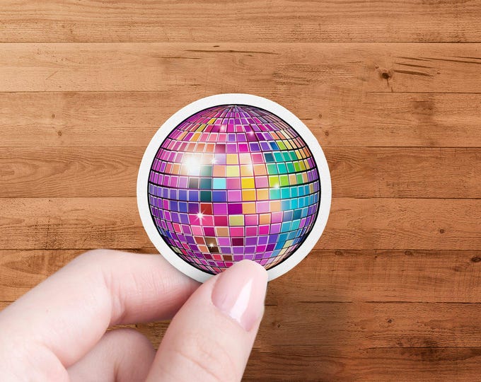 Colorful Disco Ball Sticker, Die Cut, Laminated, Waterproof, Perfect for Laptops, Water Bottles, and Notebooks