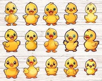15 Pack of Adorable Kawaii Duckling Stickers - Cute Animal Scrapbooking Supplies