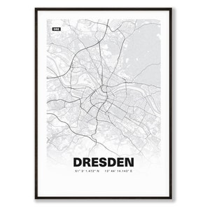Plan de la ville de Dresde / plan de la ville | Affiche Premium | Livraison gratuite | tombaenre®