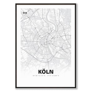 Plan de la ville de Cologne / plan de la ville | Affiche Premium | Livraison gratuite | tombaenre®