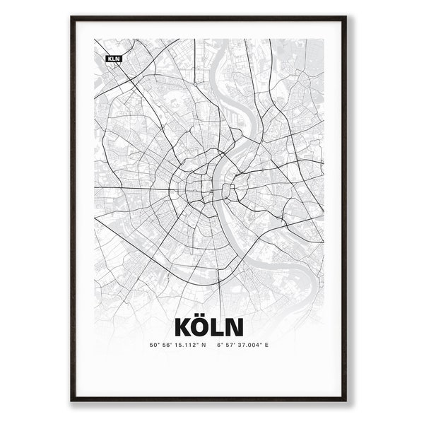 Köln Stadtplan / Stadtkarte | Premium Poster | Versandkostenfrei | tombaenre®