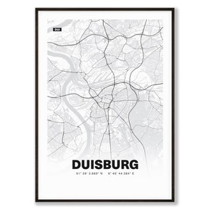 Plan de la ville de Duisbourg / plan de la ville | Affiche Premium | Livraison gratuite | tombaenre®