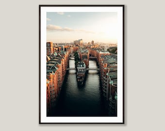 Hamburg Poster - Summer View of the Speicherstadt | Fine Art Wall Print, Matte Photo Paper | 5 Sizes, Free Shipping | tombaenre®