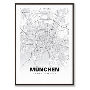 Plan de la ville de Munich / plan de la ville | Affiche Premium | Livraison gratuite | tombaenre®