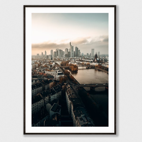 tombaenre® Premium Poster Frankfurt - Skyline Ausblick - Versandkostenfrei