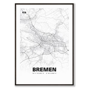 Plan de la ville de Brême / plan de la ville | Affiche Premium | Livraison gratuite | tombaenre®