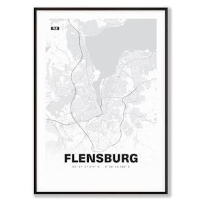 Plan de la ville de Flensburg / plan de la ville | Affiche Premium | Livraison gratuite | tombaenre®