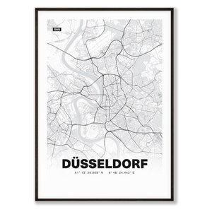Plan de la ville de Düsseldorf / plan de la ville | Affiche Premium | Livraison gratuite | tombaenre®