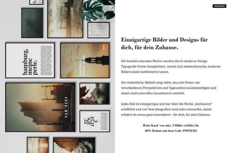 May include: A set of framed prints featuring images of Hamburg, Germany. The prints are in black frames and feature a variety of architectural and cityscape views. The text on the prints reads "hamburg, meine perle." which translates to "Hamburg, my pearl."