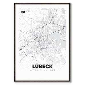 Lübeck Stadtplan / Stadtkarte | Premium Poster | Versandkostenfrei | tombaenre®
