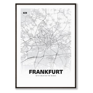 Plan de la ville de Francfort / plan de la ville | Affiche Premium | Livraison gratuite | tombaenre®
