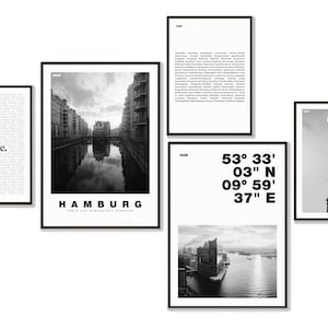 Juego de 5 carteles premium - Hamburgo clásico - Envío gratuito | tombaenre®
