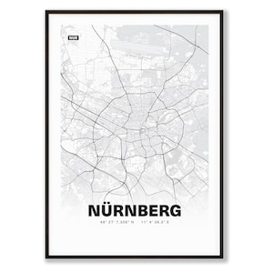 Plan de la ville de Nuremberg / plan de la ville | Affiche Premium | Livraison gratuite | tombaenre®