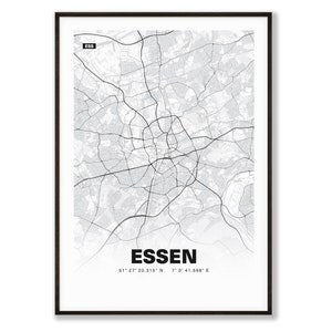 Plan de la ville d'Essen / plan de la ville | Affiche Premium | Livraison gratuite | tombaenre®