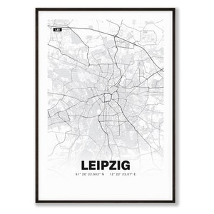 Plan de la ville de Leipzig / plan de la ville | Affiche Premium | Livraison gratuite | tombaenre®