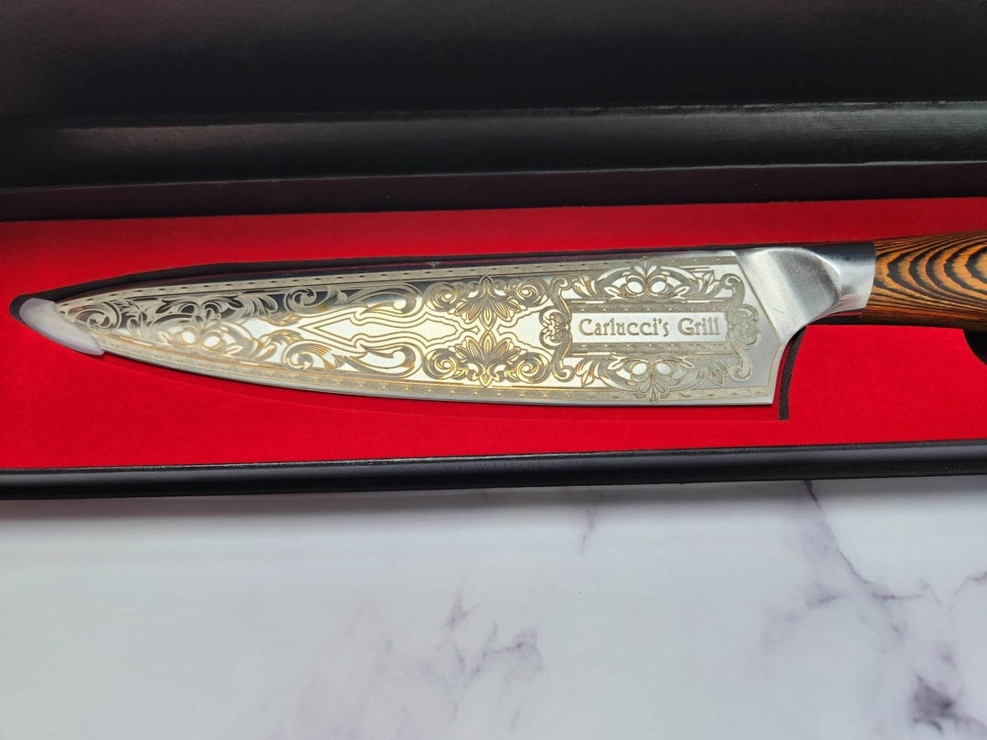 Ornate Custom Etched Chefs Knife / Personalized Knife / Kitchen Knife / 8 Knife Etsy