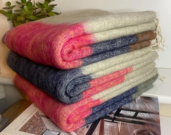 Hand-Loomed Yak Wool Blend Blanket: Himalayan Travel Throw Travel pashmina Yoga shawl Home accessories m38