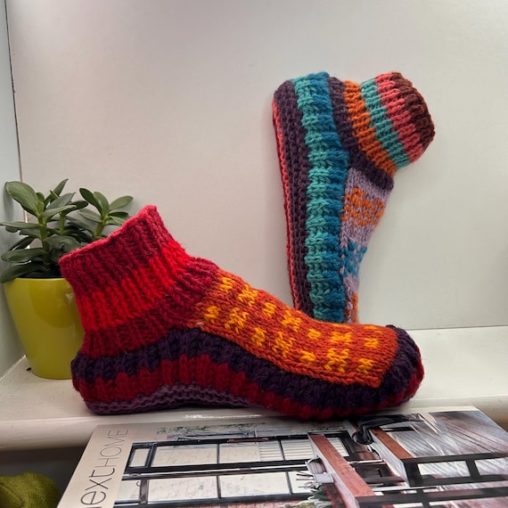 Pantofole fatte a mano Invernali Scarpe da interno in lana Calzini caldi morbidi 100 lana fatti a mano per uomo donna 3 Etsy Italia