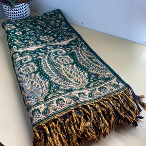 Handmade Wool Shawl TIBET Yak Wool scarf / floral pattern YAK wool scarf, shawl  Wrap blanket meditation prayer yoga stole mat B3