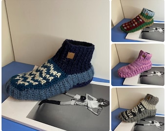 Beautiful Handmade Slipper Winter Indoor Woollen Shoes Socks Warm Soft 100% Wool Handmade For Men Women 1
