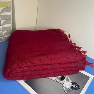 Handmade Yak Wool Blend Throw: Himalayan Travel Blanket, 235cm x 120cm