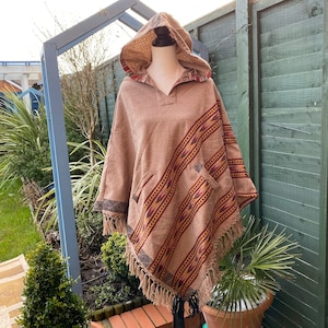Wool Hooded Poncho Travel warp Yoga Meditation Warp for Men and Women Ideal Gift Handmade accessories for all season