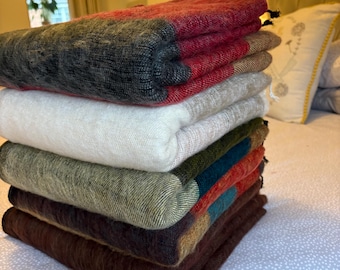 Yak Wool Blend Blanket: Hand loomed in Nepal Himalayan Travel Throw Yoga camping warp fairly traded from Nepal Ideal Gift Home Accessories