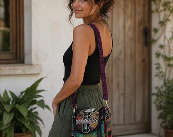 Handmade sling bag Hemp cotton cross body bag gift accessories fairly traded from Nepal D