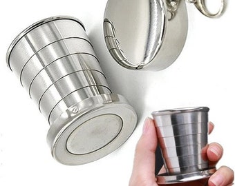 Stainless Steel Camping Foldable Cup Travel Outdoor Hiking Portable Collapsible Mug