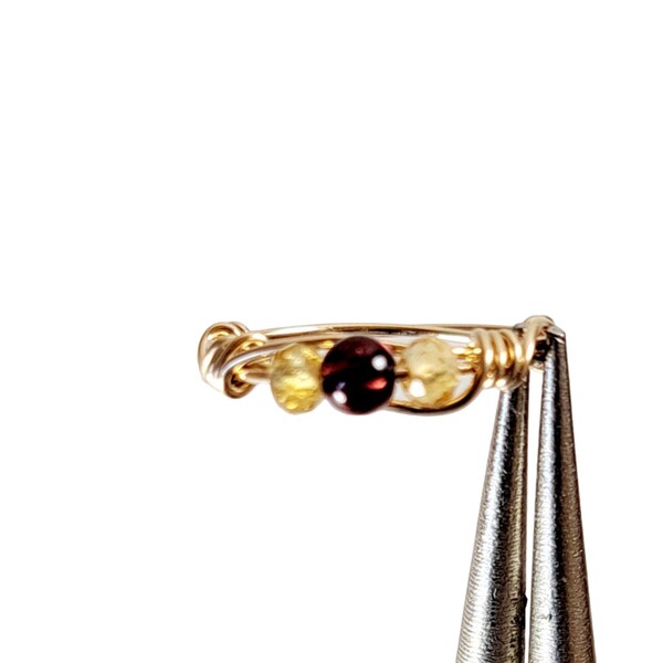 Gold Garnet and Citrine Ring