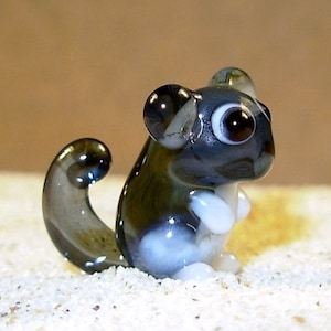 Chinchilla - glass animal / figurine, size approx. 14x14x11 mm, price for 1 piece, made in Czech Republic, quality handwork (n.146)