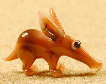 Aardvark (pink/gray) - glass animal / figurine, size approx. 30 mm, price for 1 piece, made in Czech Republic, quality handwork (n.52)